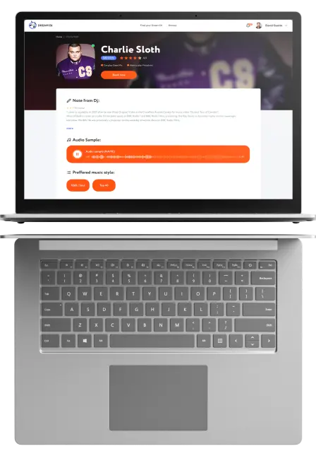 Проект MyDreamDj на ноутбуке